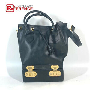 Fendi Drawstring Bucket Bag Mirror Handbag Shoulder Black